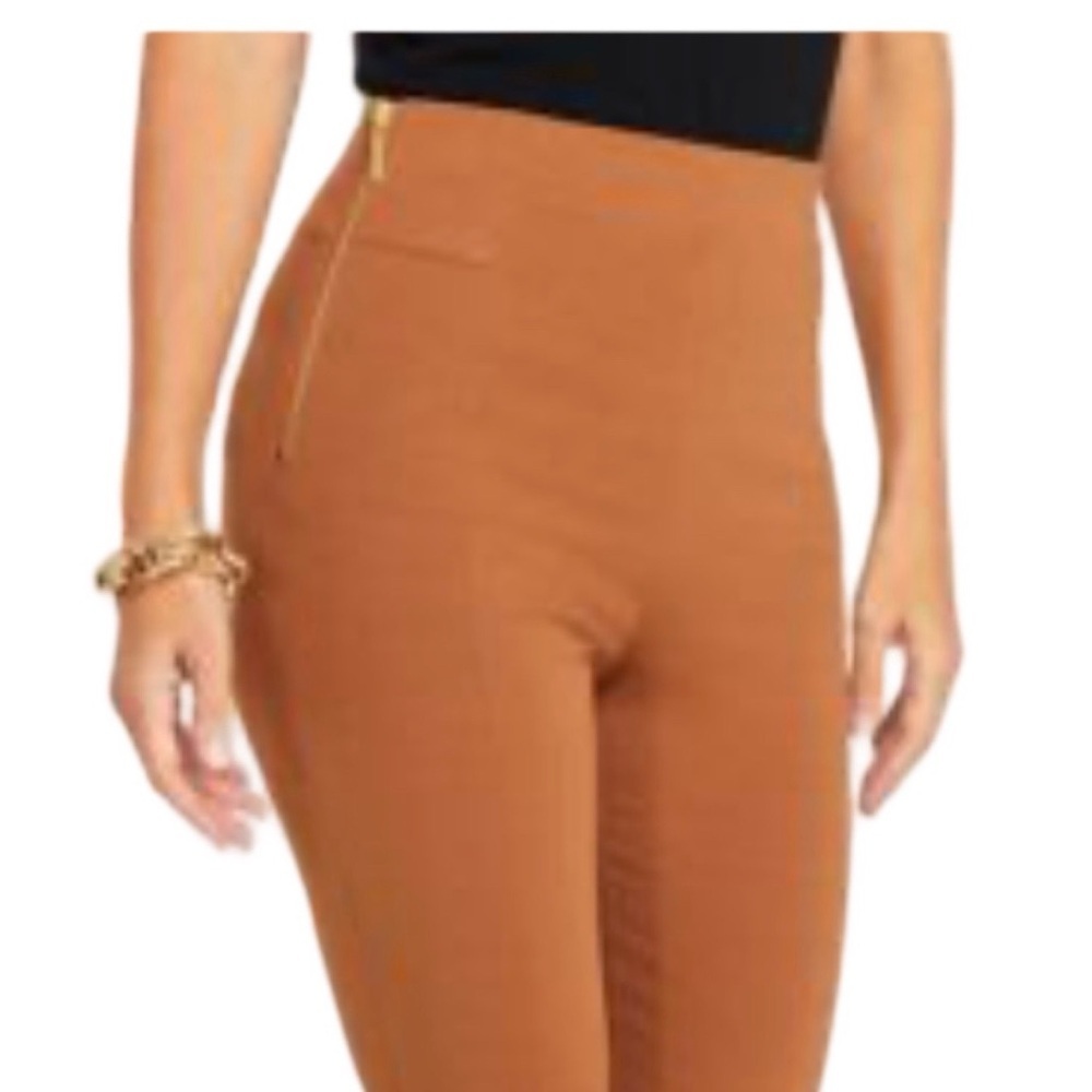 NWT High Waist Women's Flat Front Slimming Ponte Knit Carmel Pants Sz 2 - Picture 2 of 9